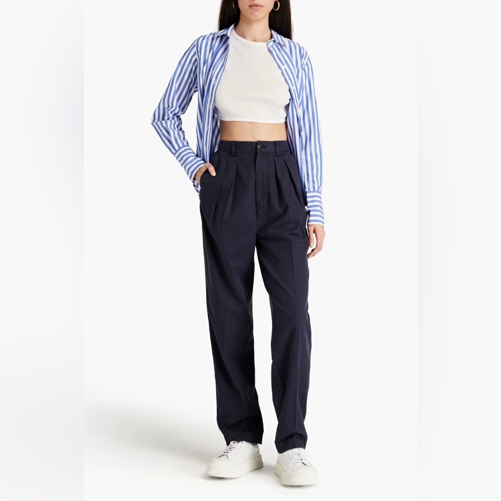 NWOT Alex Mill Keaton Double Pleat Pants in Twill Dark Navy— Womens 4